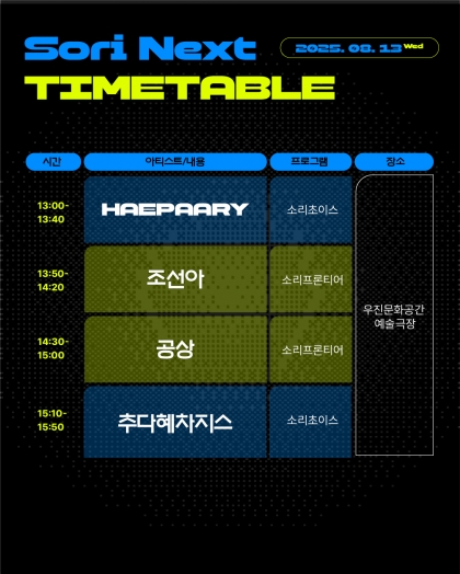 2025 전주세계소리축제 ’뮤직 마켓 <소리 넥스트>‘ 타임테이블 공개 섬네일 파일